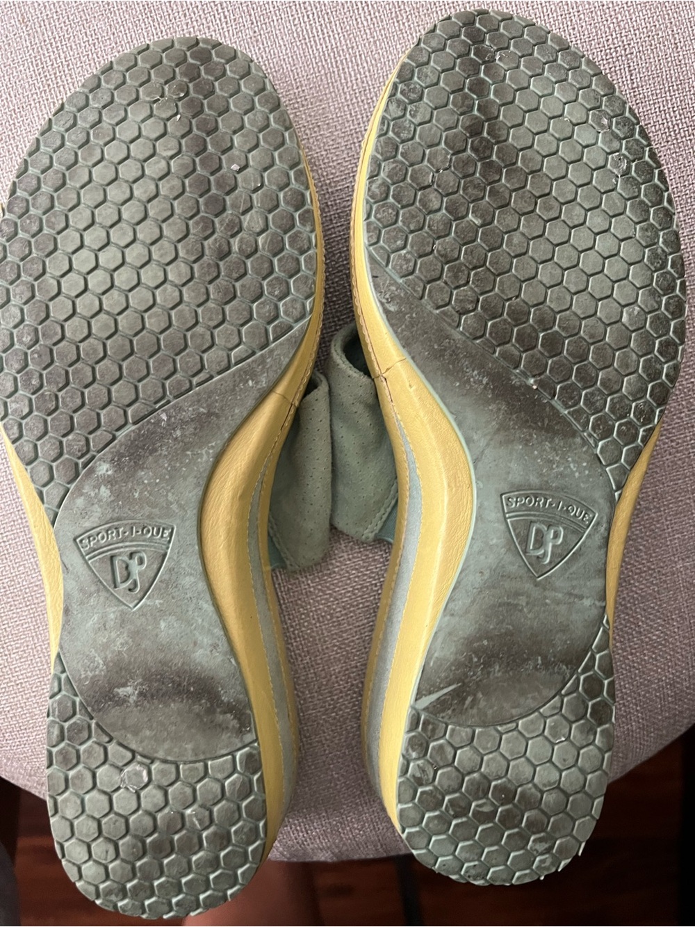 Donald J. Pliner Misty Green & Yellow Thong Wedge Sandals with Decorative Buckle - Picture 6 of 14